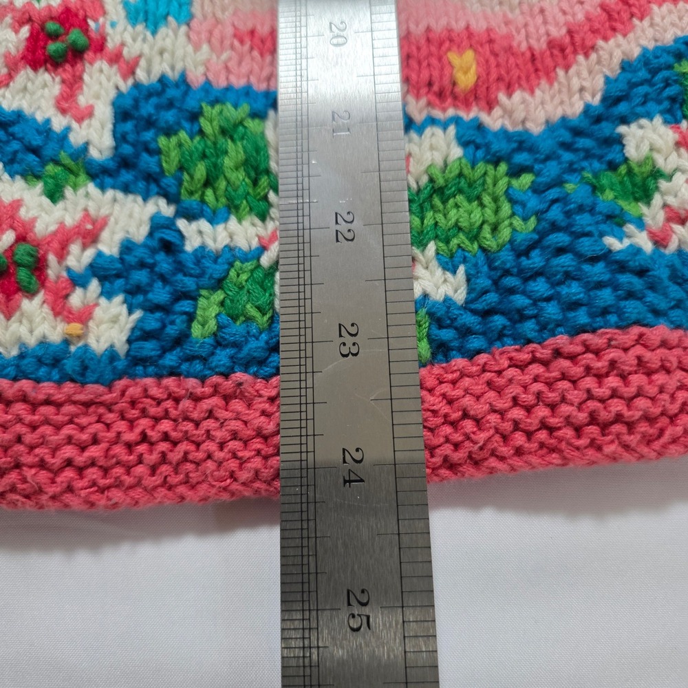 Raphels Vintage Hand Knitted Angel Cardigan Sweater Blue Pink Floral Cottagecore - Picture 4 of 5